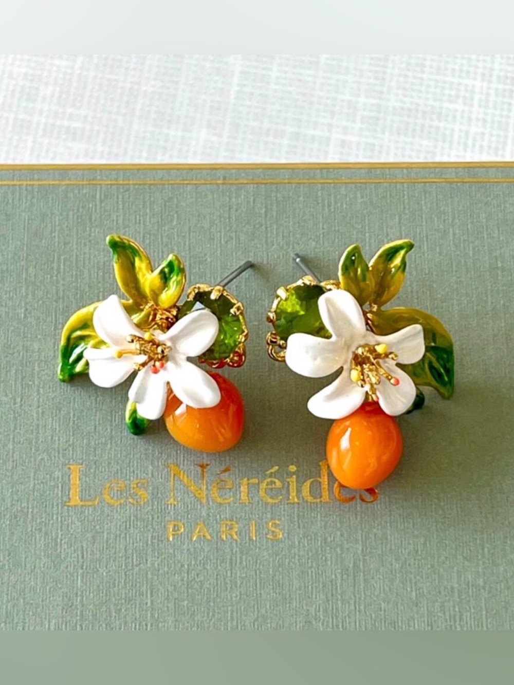 Les Nereides Jardin de Provence Orange Earrings Emily in Paris Gold